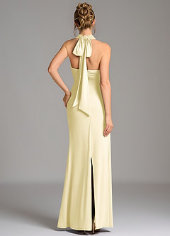 Azazie Valentina Bridesmaid Dresses Lemon Sorbet Mermaid Pleated Premium Stretch Jersey Dress image2