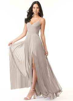 Azazie Vini Bridesmaid Dresses Frost A-Line V-Neck Pleated Chiffon Dress image3