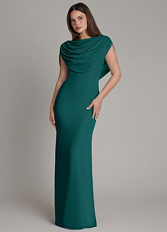 Azazie Hadley Brautjungfernkleider Meerjungfrau-Linie Plissee Chiffon Kleid Pfau image1