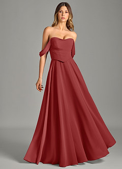 Azazie Chelsey Vestidos de damas de honor Vestido de Óxido de Gasa de Corte en A Convertible con Vestidos sin tirantes image1