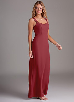 Azazie Denice Brautjungfernkleider Etui Gefaltet Chiffon Kleid Granatapfelrot image5