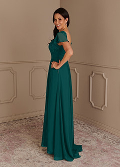 Azazie Gwenyth Mother of the Bride Dresses Peacock A-Line Lace Chiffon Dress image13