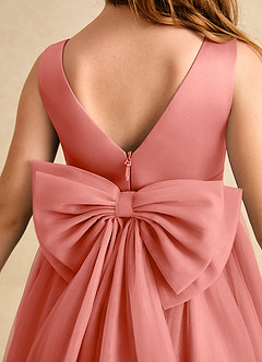 Azazie Winnie Flower Girl Dresses Salmon Pink Ball-Gown Bow Tulle Dress image7