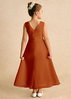 Azazie Edelweiss Flower Girl Dresses Paprika A-Line Pleated Chiffon Dress image2