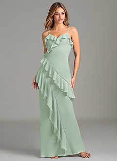 Azazie Danny Bridesmaid Dresses Agave Mermaid Ruched Chiffon Dress image3