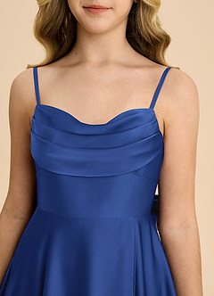 Azazie Bear Junior A-Line Kæresteudskæring Stræk satin Gulv-længde Junior brudepige Kjole image8