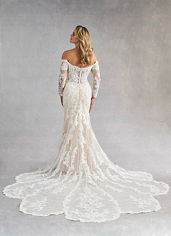 Azazie Empiria Wedding Dresses Diamond White Champagne Mermaid Sequins Tulle Dress image4