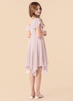Azazie Janeaurelia Junior Blushing Pink A-Line Pleated Chiffon Dress image2