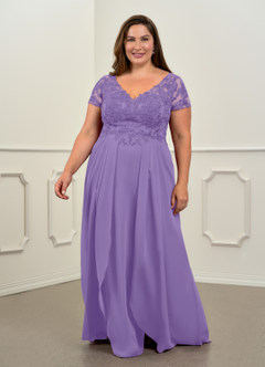 Azazie Dunja Mother of the Bride Dresses Tahiti A-Line V-Neck Lace Chiffon Dress image7