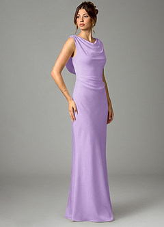 Azazie Kieryn Bridesmaid Dresses Lilac Mermaid Pleated Stretch Satin Dress image3