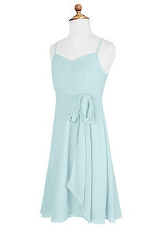 Azazie Doll Junior Sea Glass A-Line Bow Chiffon Dress image7