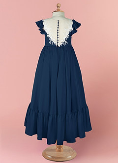 Barbie ♥ Azazie Flower Girl Dresses Dark Navy A-Line Lace Stretch Satin Dress image8