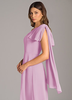 Azazie Tella Jurken voor bruidsmeisjes Jurk van Chiffon met A-Lijn One-Shoulder Snoep Roze image8