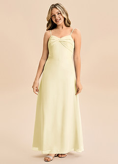 Azazie Jordyn Junior Lemon Sorbet A-Line Sweetheart Neckline Chiffon Dress image4