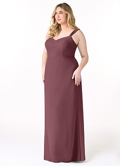 Azazie Denice Robes de demoiselle d'honneur Robe Fourreau en Mousseline de soie Plissé Sangria image11