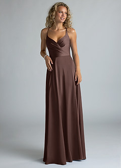 Azazie Davis Brautjungfernkleider A-Linie Plissee Stretch-Satin Kleid Ganache image4