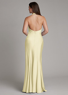 Azazie Sahara Final Sale Agave A-Line Pleated Stretch Satin Dress image2