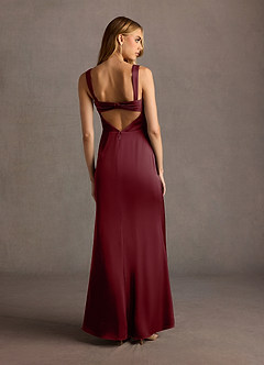 Wine Georgette Dobby Floral Printed Tiered Maxi Dress