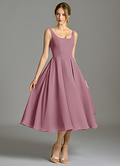 Azazie Amalie Bridesmaid Dresses Vintage Mauve A-Line Pleated Chiffon Dress image3