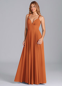 Azazie Darana Bridesmaid Dresses Cinnamon A-Line Corset Chiffon Dress image5