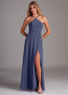 Azazie Bailey Bridesmaid Dresses Stormy A-Line Halter Side Slit Chiffon Dress image5