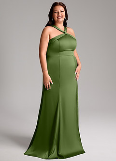 Azazie Rue Robes de demoiselle d'honneur Robe Trapèze en Satin extensible Plissée Genévrier image12