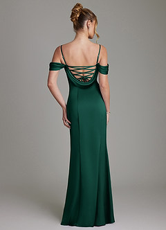Azazie Nira Bridesmaid Dresses Emerald Mermaid Corset Stretch Satin Dress image8