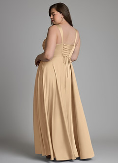 Azazie Azaria Brautjungfernkleider A-Linie Korsett Stretch-Satin Kleid Champagner image8