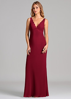 Azazie Tianna Final Sale Burgundy Sheath Chiffon Dress image4