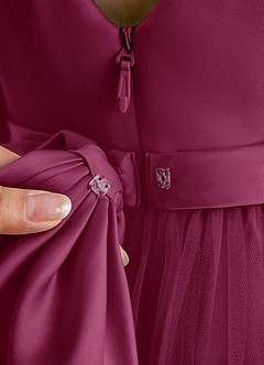 Azazie Suzy Blumenmädchenkleider A-Linie mit ärmel Tüll Kleid Maulbeerrot image6