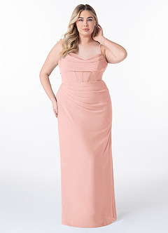 Azazie Mai Bridesmaid Dresses Rosette Sheath Pleated Chiffon Dress image7