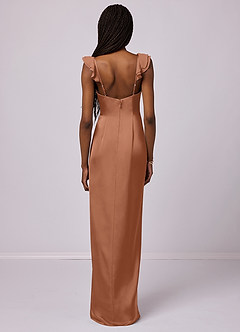 Barbie ♥ Azazie Final Sale Bronzer Sheath Stretch Satin Dress image5