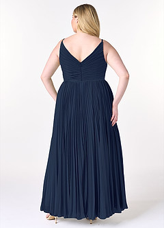 Azazie Raychelle Bridesmaid Dresses Dark Navy A-Line V-Neck Chiffon Dress image8