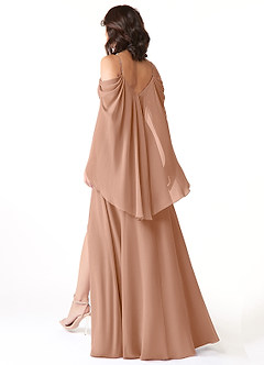 Azazie Cienna Abiti da Damigella Abito A-Line in Chiffon a Spalla Scoperta Champagne Rosa image5