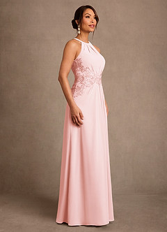Azazie Georgie Mother of the Bride Dresses Blushing Pink A-Line Lace Chiffon Dress image2