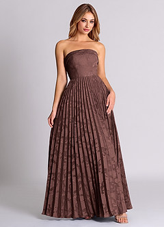Azazie Mariana Bridesmaid Dresses Espresso A-Line Strapless Floral Burnout Convertible Dress image5