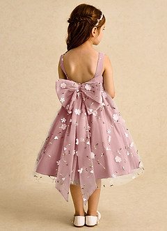 Azazie Bean Flower Girl Dresses Dusty Rose Ball-Gown Sleeveless Tulle Dress image2