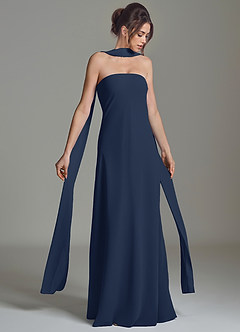 Azazie Ilana Bridesmaid Dresses Dark Navy A-Line Strapless Chiffon Dress image1