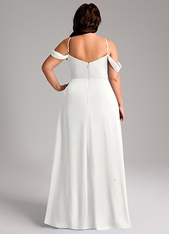 Azazie Marley Robes de demoiselle d'honneur Robe Trapèze Convertible en Mousseline de soie Épaule décolletée Blanc image12