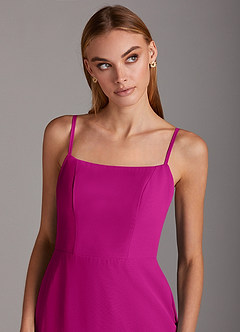 Azazie Tayla Bridesmaid Dresses Fuchsia Sheath Square Neckline Chiffon Dress image5