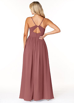 Azazie Dominic Kleider zum Anprobieren zu Hause A-Linie V-Hals Gefaltet Chiffon Kleid Amethyst image2