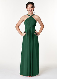 Azazie Anthea Junior Blue Jay Pleated Chiffon Dress image1