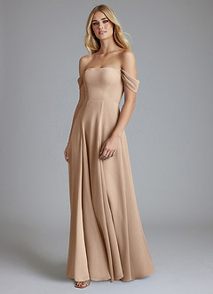 Azazie Seriana Brudtärnklänningar Klä av A-Linje i Chiffong Av axeln Taupe image1