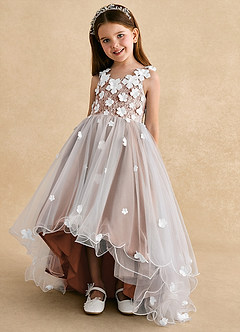 Azazie Celia Flower Girl Dresses Bronzer A-Line Lace Tulle Dress image6