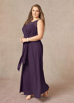 Azazie Marchioness Mother of the Bride Dresses Plum A-Line Scoop Pleated Chiffon Dress image9