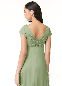 Azazie Allessia Robes de demoiselle d'honneur de maternité Robe Trapèze Plissée Longueur ras du sol Satin extensible image7