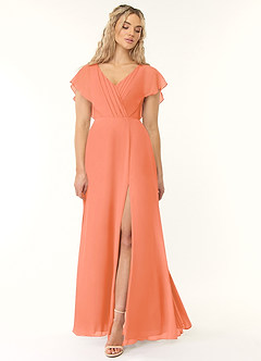 Azazie Rylee Bridesmaid Dresses Sunset A-Line Pleated Chiffon Dress image1