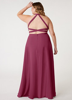 Azazie Clarice Bridesmaid Dresses Mulberry A-Line Halter Chiffon Dress image10