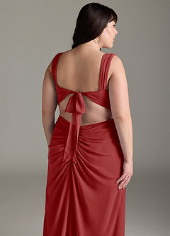 Azazie Jesaphine Robes de demoiselle d'honneur Robe Fourreau en Mousseline de soie Arc Rouille image14