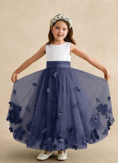 Azazie Vi Flower Girl Dresses Stormy A-Line Sleeveless Tulle Dress image5